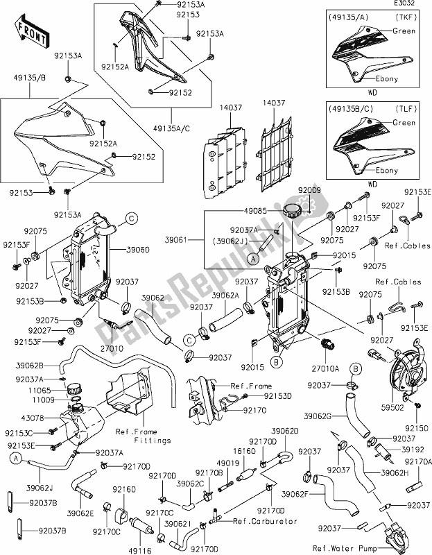 Todas las partes para 21 Radiator de Kawasaki KLX 250S 2020