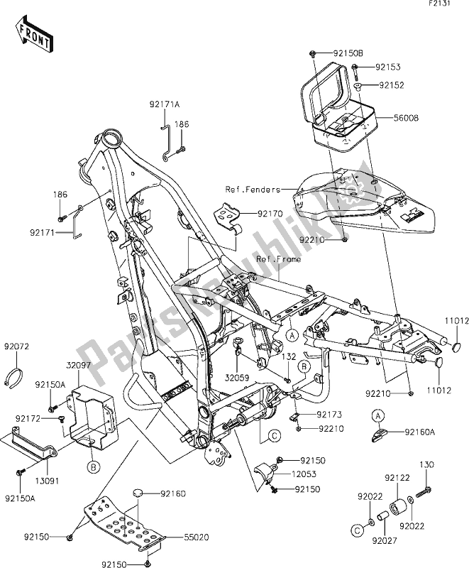 Tutte le parti per il 24 Frame Fittings del Kawasaki KLX 250S 2020