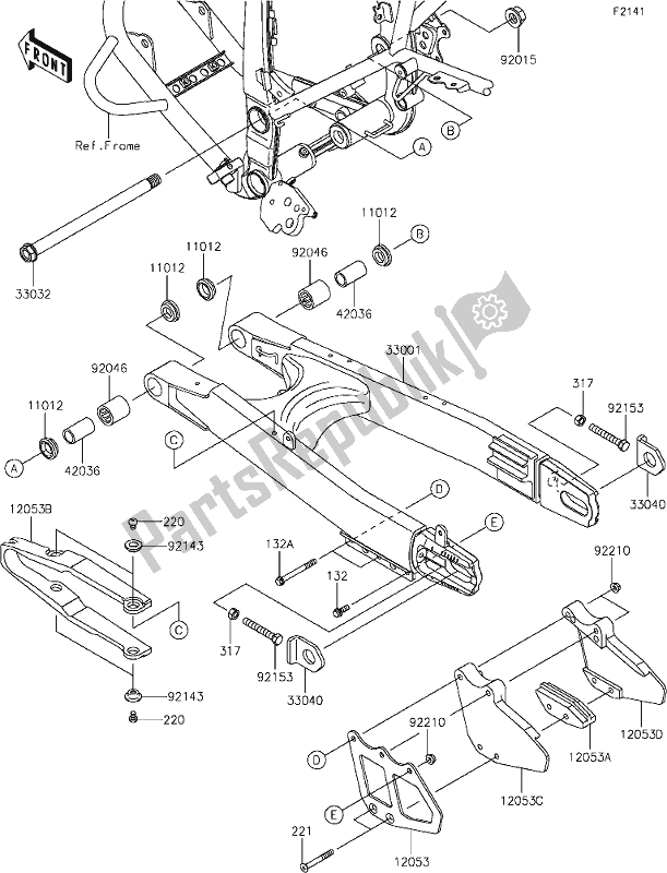 Todas las partes para 25 Swingarm de Kawasaki KLX 250S 2020