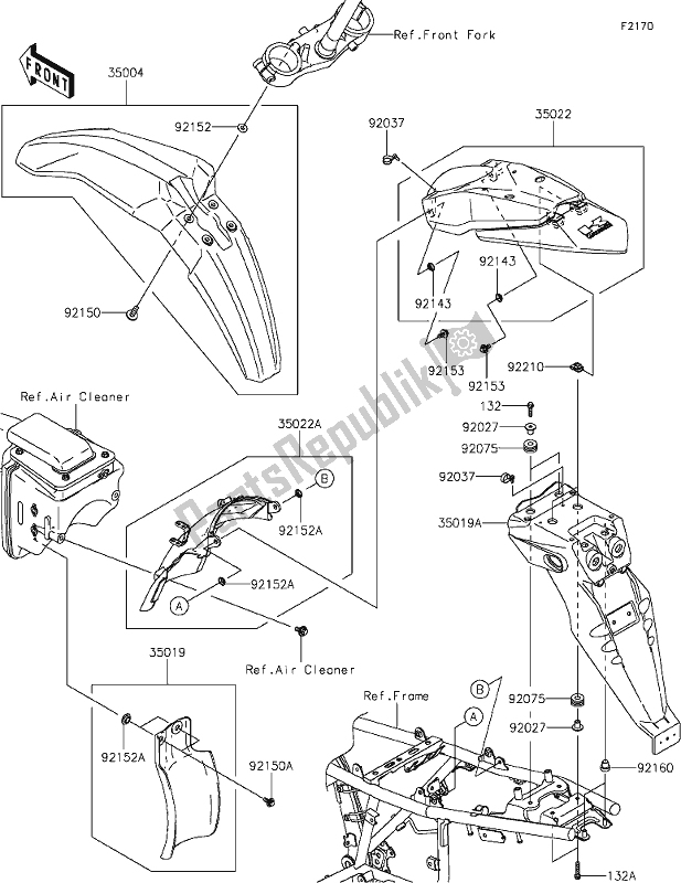 All parts for the 28 Fenders of the Kawasaki KLX 250S 2020