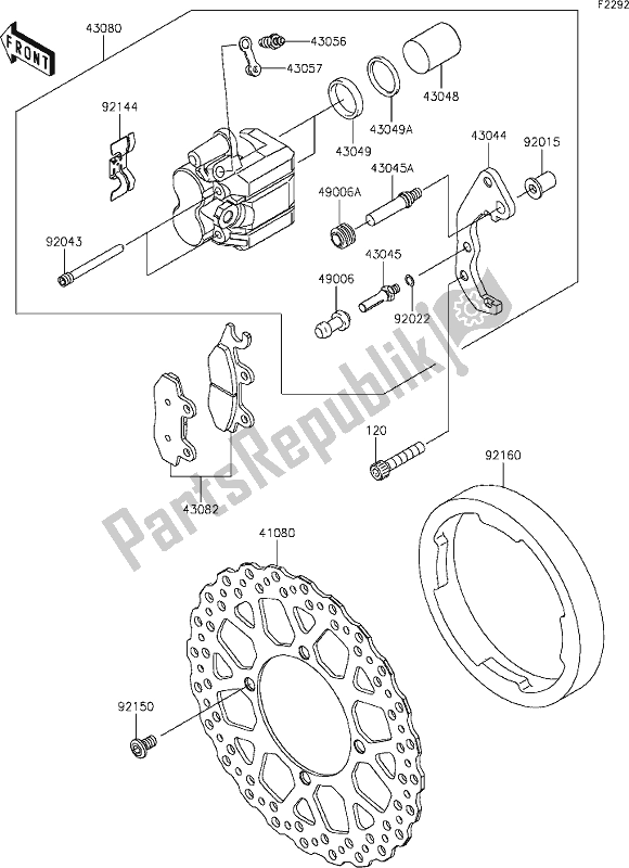 All parts for the 35 Front Brake of the Kawasaki KLX 250S 2020