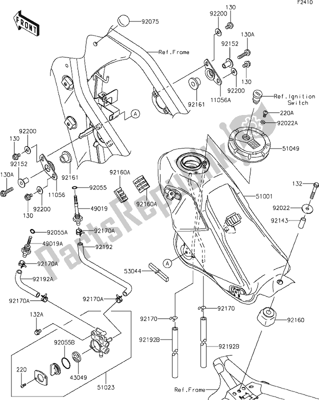 Alle onderdelen voor de 40 Fuel Tank van de Kawasaki KLX 250S 2020