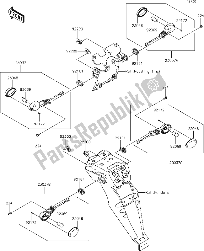 All parts for the 47 Turn Signals of the Kawasaki KLX 250S 2020