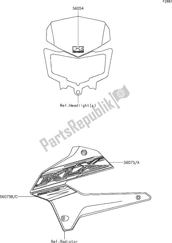 All parts for the 52 Decals(tkf) of the Kawasaki KLX 250S 2020