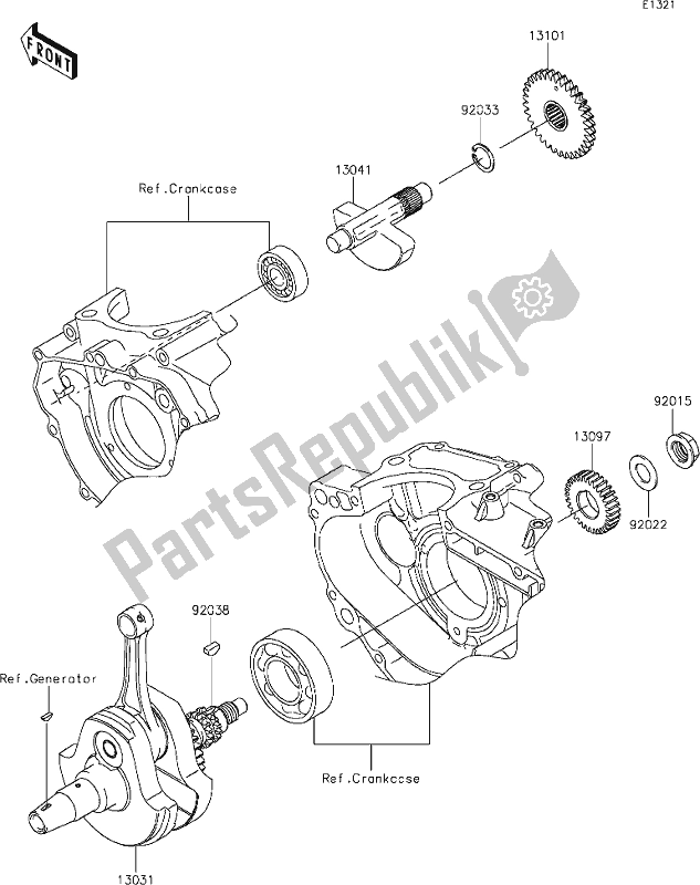 Alle onderdelen voor de 8 Crankshaft van de Kawasaki KLX 250S 2020