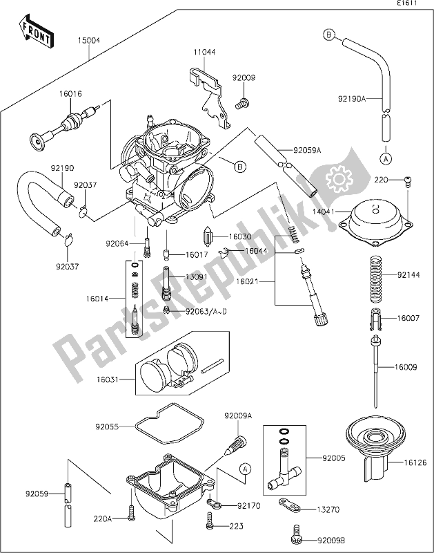 Todas as partes de 15 Carburetor do Kawasaki KLX 250S 2021