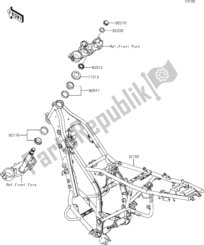 Tutte le parti per il 22 Frame del Kawasaki KLX 250S 2021