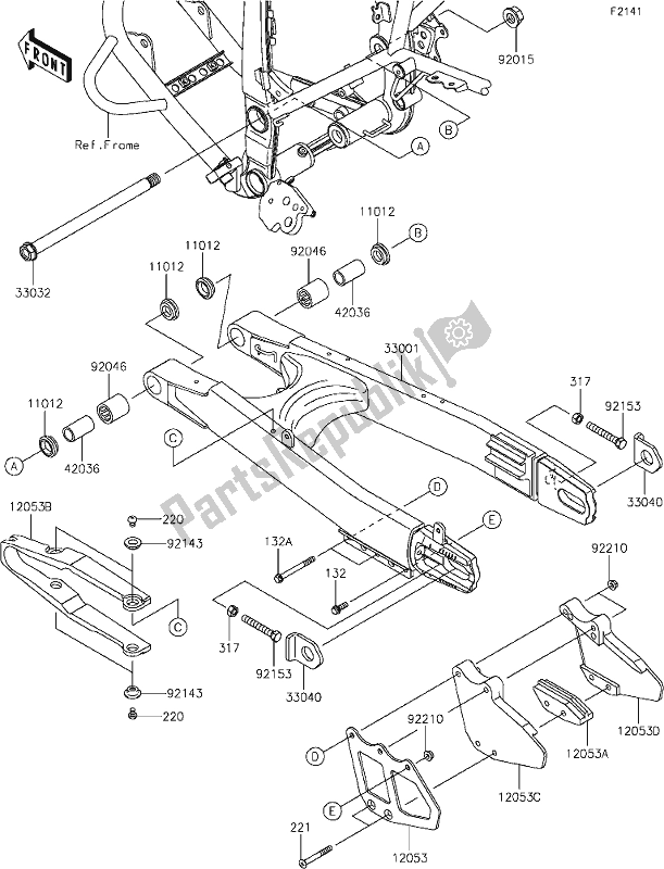 Todas las partes para 25 Swingarm de Kawasaki KLX 250S 2021