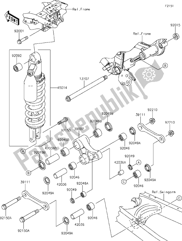 Tutte le parti per il 26 Suspension/shock Absorber del Kawasaki KLX 250S 2021