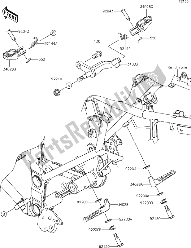 Todas as partes de 27 Footrests do Kawasaki KLX 250S 2021