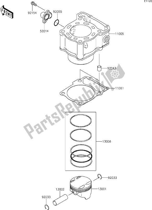 Alle onderdelen voor de 3 Cylinder/piston(s) van de Kawasaki KLX 250S 2021