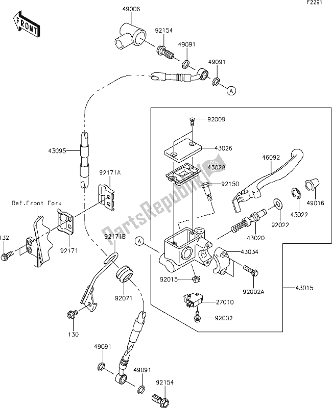 All parts for the 34 Front Master Cylinder of the Kawasaki KLX 250S 2021