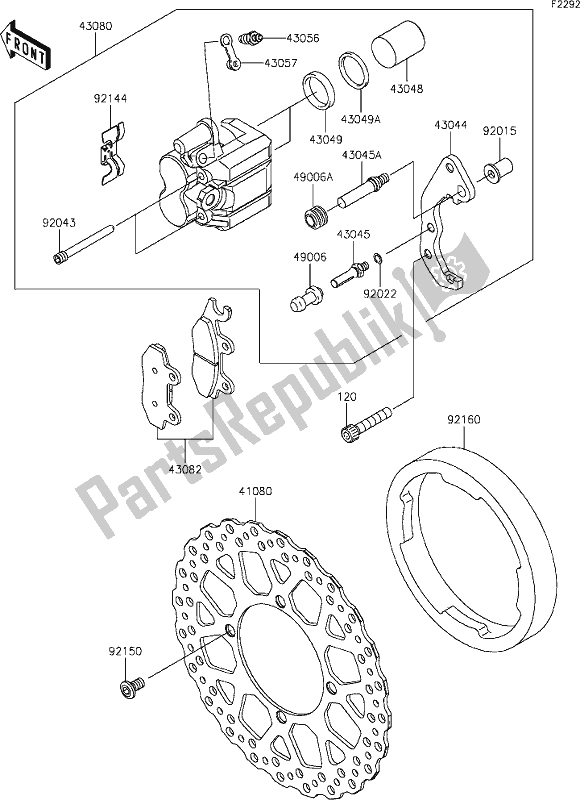 All parts for the 35 Front Brake of the Kawasaki KLX 250S 2021