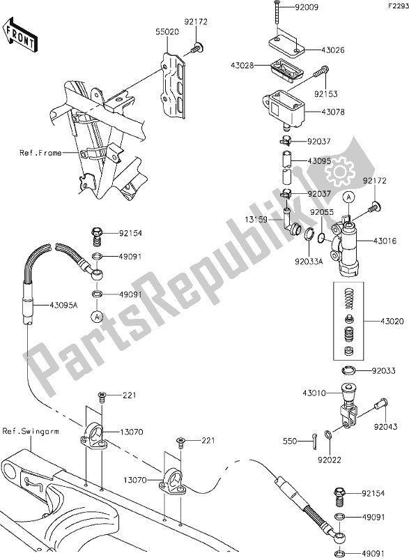 Toutes les pièces pour le 36 Rear Master Cylinder du Kawasaki KLX 250S 2021