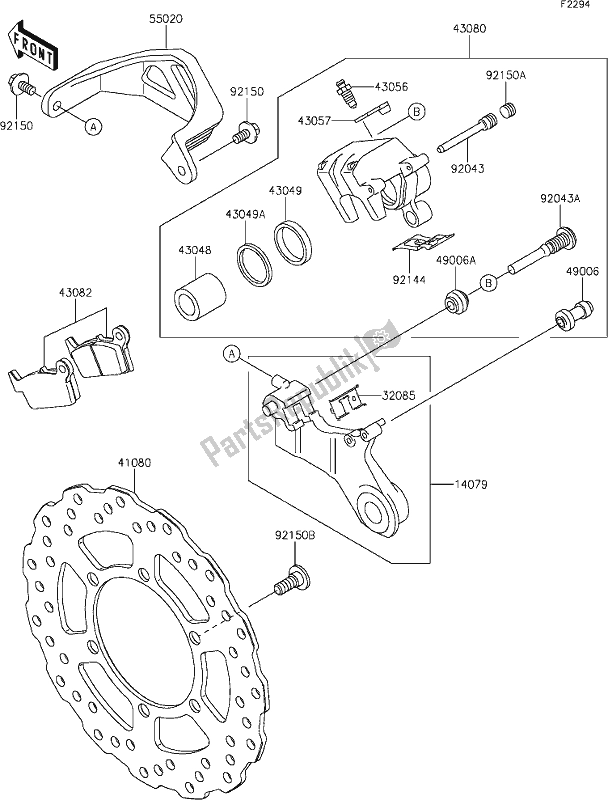 Todas as partes de 37 Rear Brake do Kawasaki KLX 250S 2021