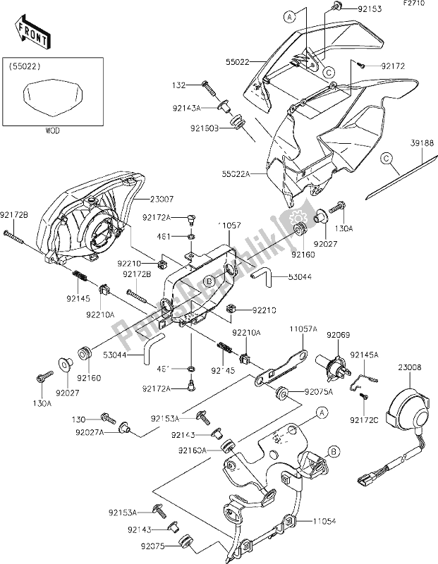 Todas las partes para 45 Headlight(s) de Kawasaki KLX 250S 2021