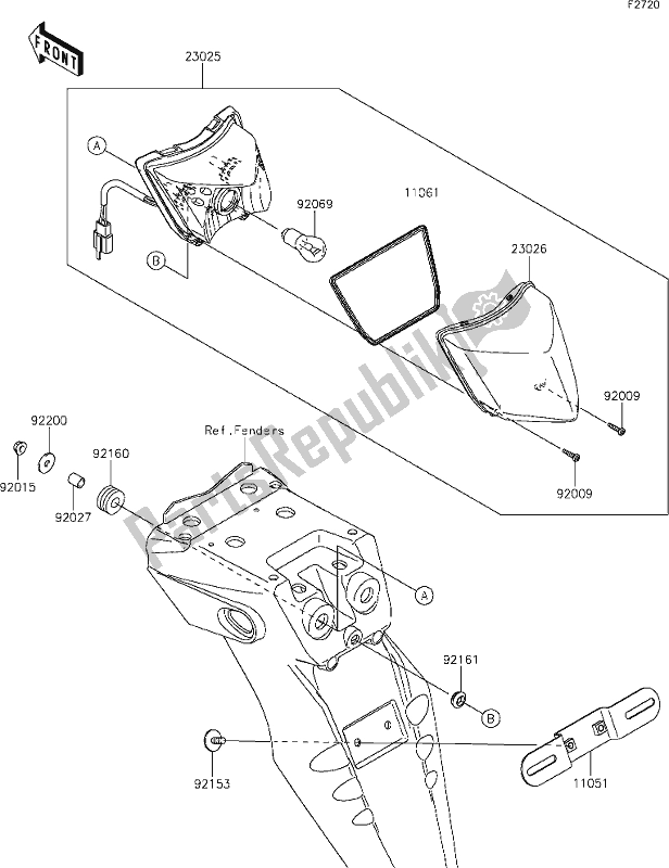 Toutes les pièces pour le 46 Taillight(s) du Kawasaki KLX 250S 2021