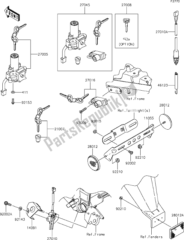 Alle onderdelen voor de 49 Ignition Switch van de Kawasaki KLX 250S 2021