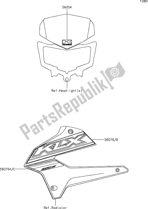 All parts for the 52 Decals of the Kawasaki KLX 250S 2021