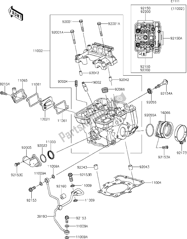 Tutte le parti per il 1 Cylinder Head del Kawasaki KLX 300R 2020