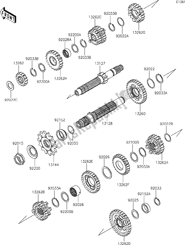 Tutte le parti per il 10 Transmission del Kawasaki KLX 300R 2020