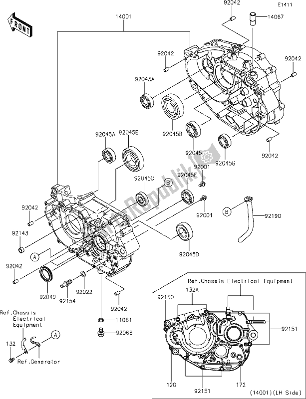 Tutte le parti per il 13 Crankcase del Kawasaki KLX 300R 2020