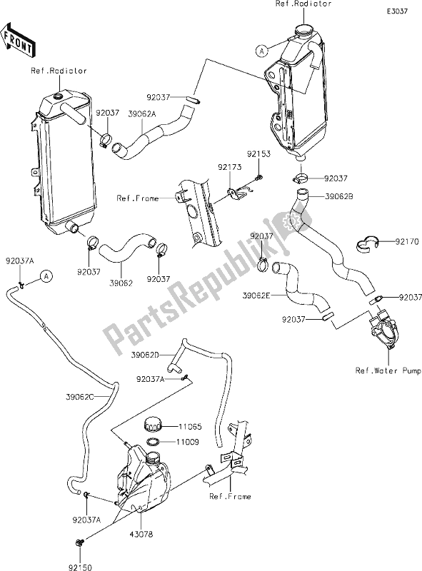 Todas as partes de 24 Water Pipe do Kawasaki KLX 300R 2020