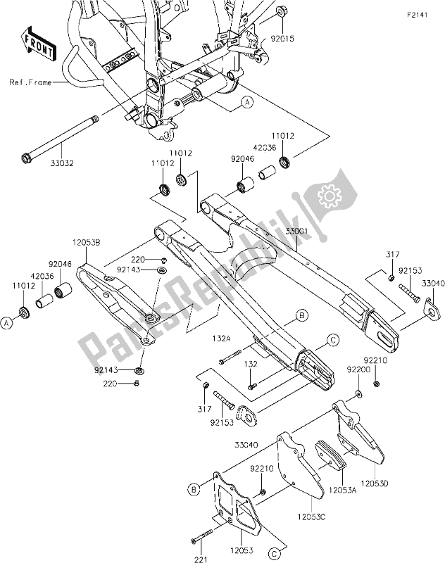 Tutte le parti per il 28 Swingarm del Kawasaki KLX 300R 2020