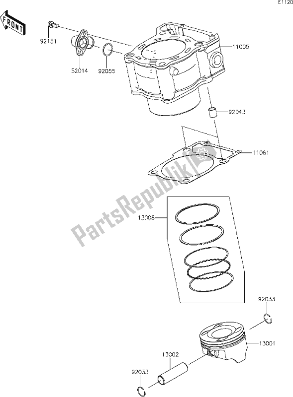 Tutte le parti per il 3 Cylinder/piston(s) del Kawasaki KLX 300R 2020