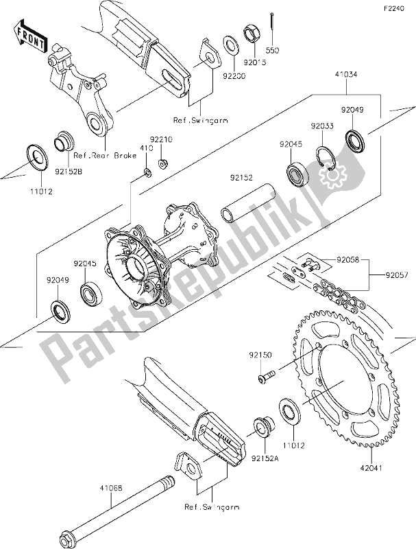 All parts for the 36 Rear Hub of the Kawasaki KLX 300R 2020