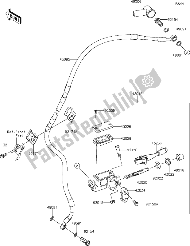 Tutte le parti per il 38 Front Master Cylinder del Kawasaki KLX 300R 2020