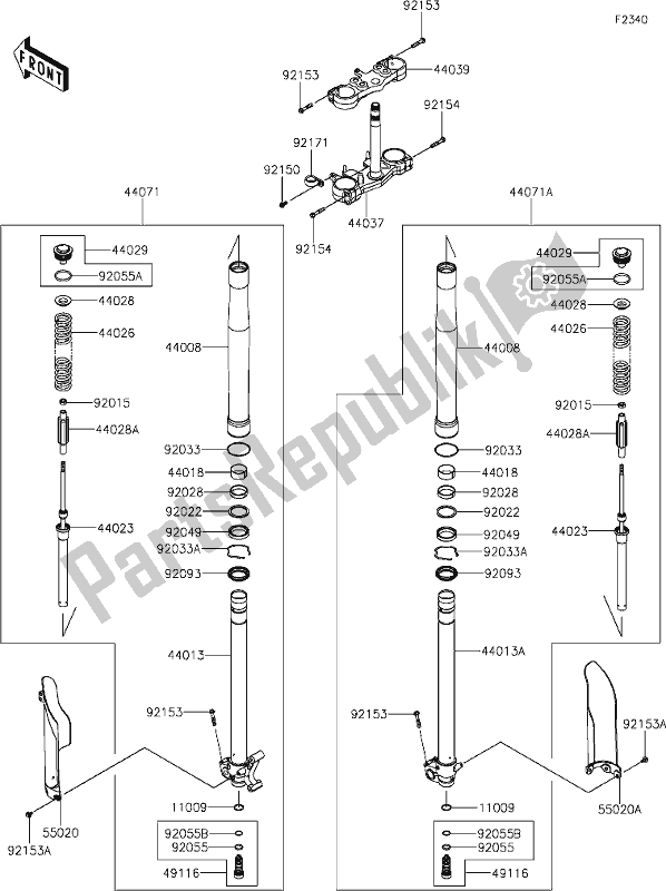 Alle onderdelen voor de 43 Front Fork van de Kawasaki KLX 300R 2020