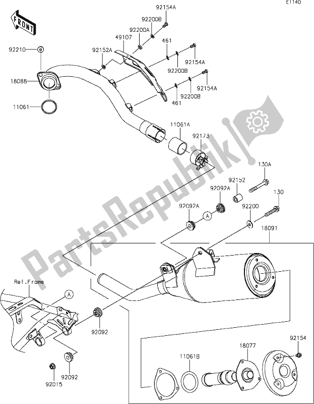 Alle onderdelen voor de 5 Muffler(s) van de Kawasaki KLX 300R 2020