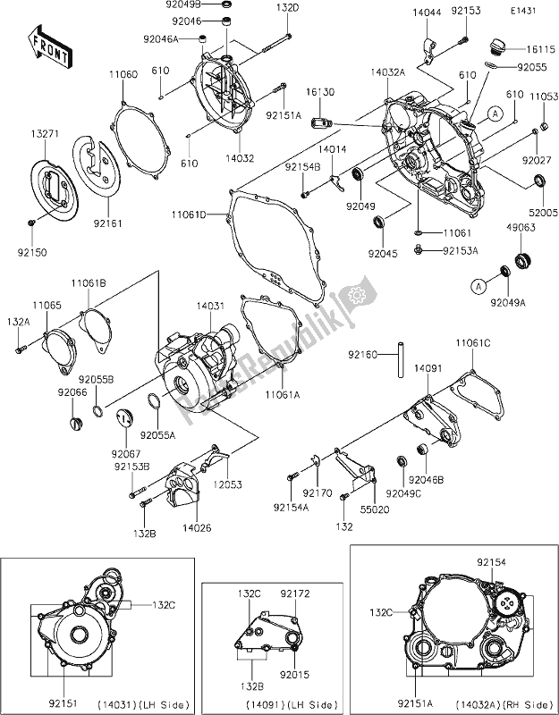 All parts for the 14 Engine Cover(s) of the Kawasaki KLX 300R 2021