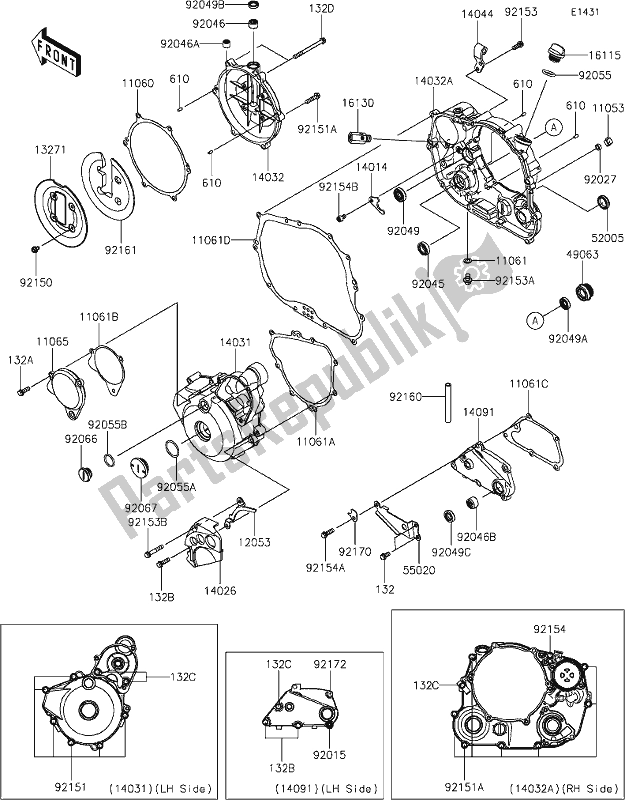 All parts for the 14 Engine Cover(s) of the Kawasaki KLX 300R 2021