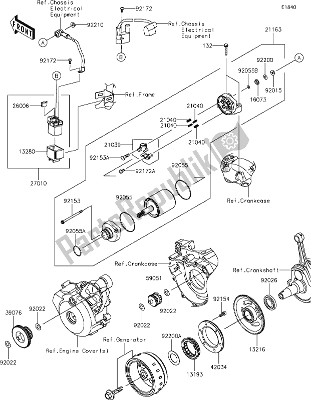 Todas las partes para 21 Starter Motor de Kawasaki KLX 300R 2021