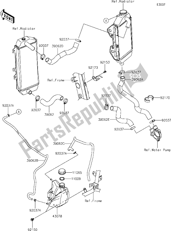 Alle onderdelen voor de 24 Water Pipe van de Kawasaki KLX 300R 2021