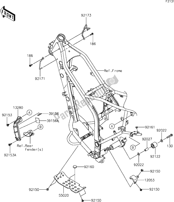 All parts for the 27 Frame Fittings of the Kawasaki KLX 300R 2021