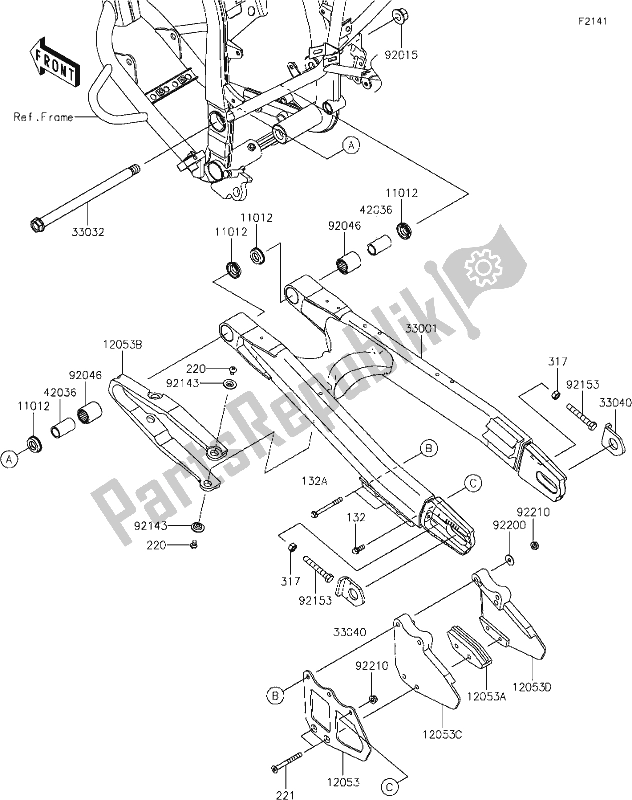 Wszystkie części do 28 Swingarm Kawasaki KLX 300R 2021