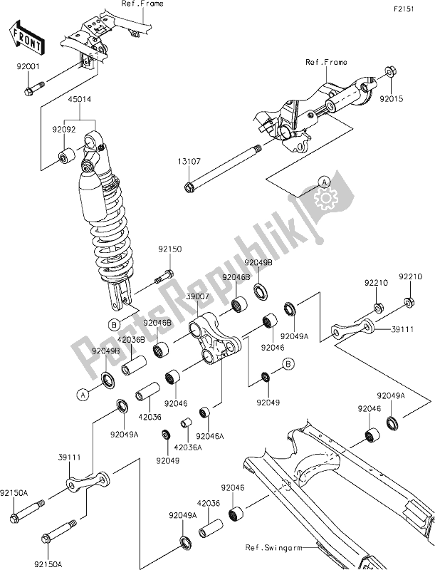 Todas as partes de 29 Suspension/shock Absorber do Kawasaki KLX 300R 2021