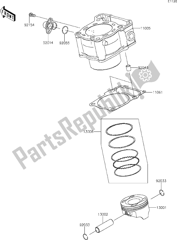 All parts for the 3 Cylinder/piston(s) of the Kawasaki KLX 300R 2021