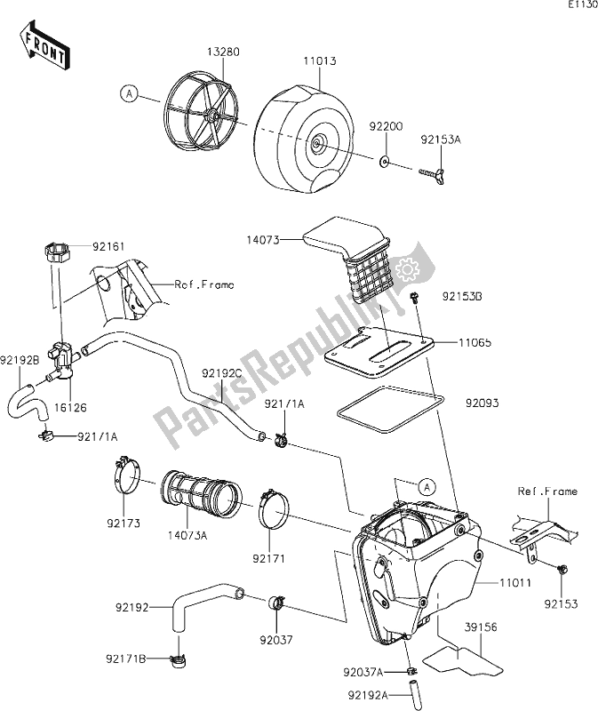 All parts for the 4 Air Cleaner of the Kawasaki KLX 300R 2021