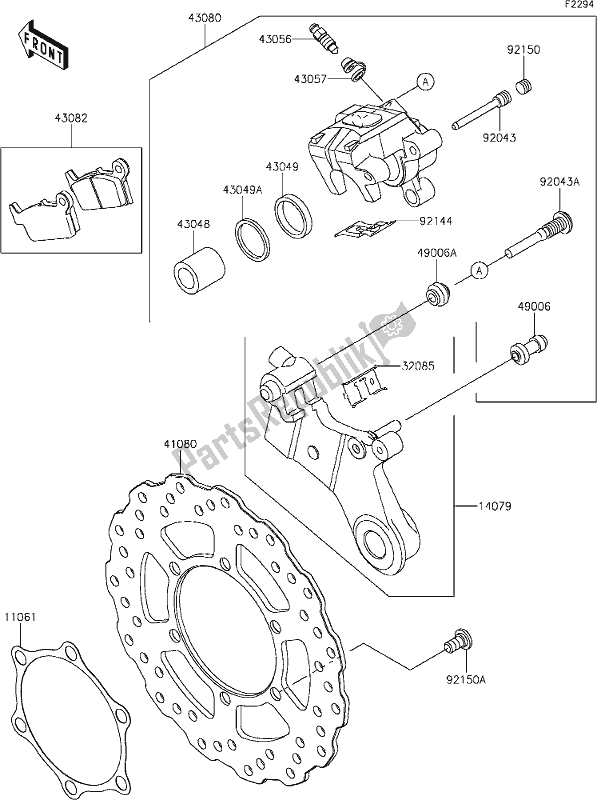 All parts for the 41 Rear Brake of the Kawasaki KLX 300R 2021