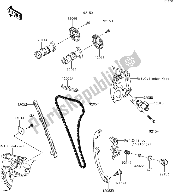 Alle onderdelen voor de 7 Camshaft(s)/tensioner van de Kawasaki KLX 300R 2021