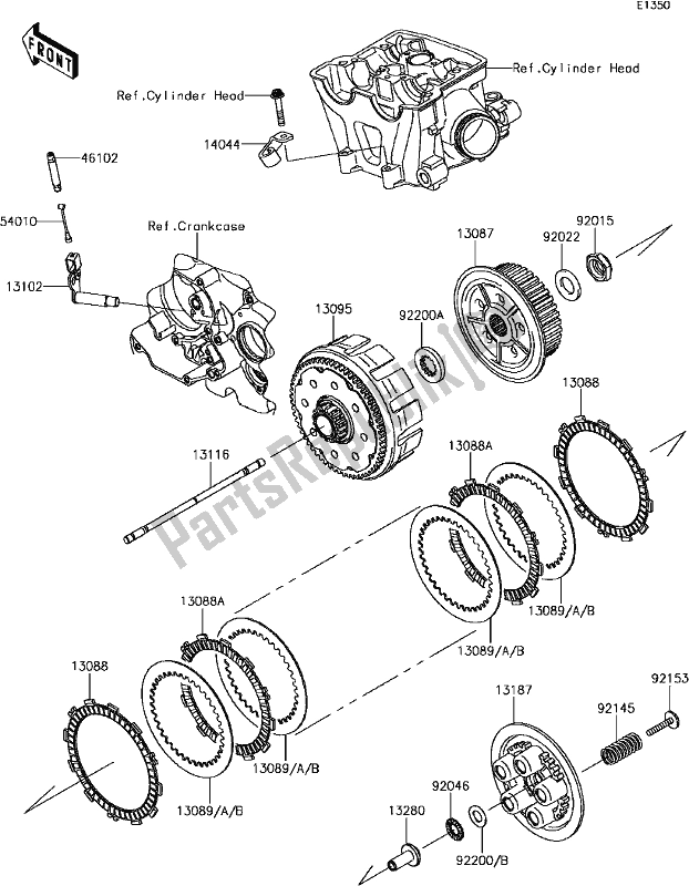 All parts for the B-12clutch of the Kawasaki KLX 450R 2017