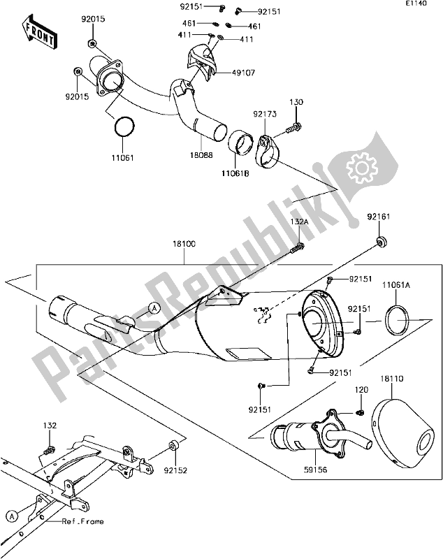 All parts for the B-7 Muffler(s) of the Kawasaki KLX 450R 2017