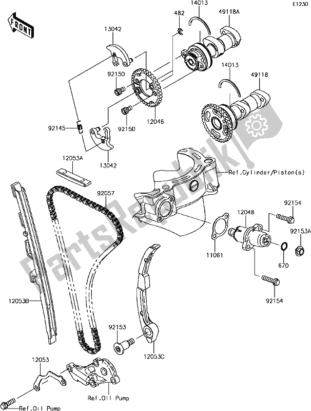 All parts for the B-9 Camshaft(s)/tensioner of the Kawasaki KLX 450R 2017