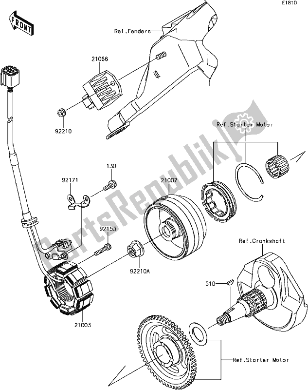 All parts for the C-12generator of the Kawasaki KLX 450R 2017