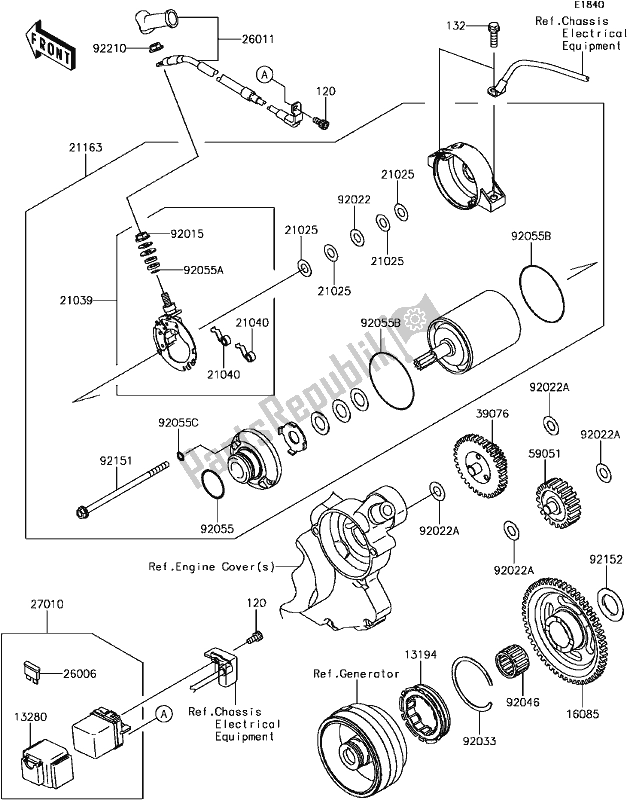 All parts for the C-14starter Motor of the Kawasaki KLX 450R 2017