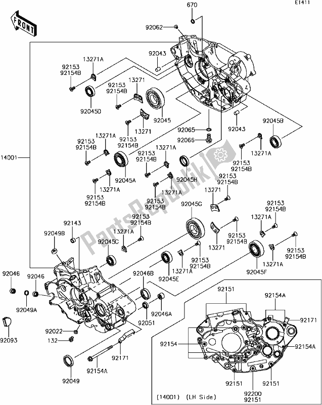 Alle onderdelen voor de C-4 Crankcase van de Kawasaki KLX 450R 2017